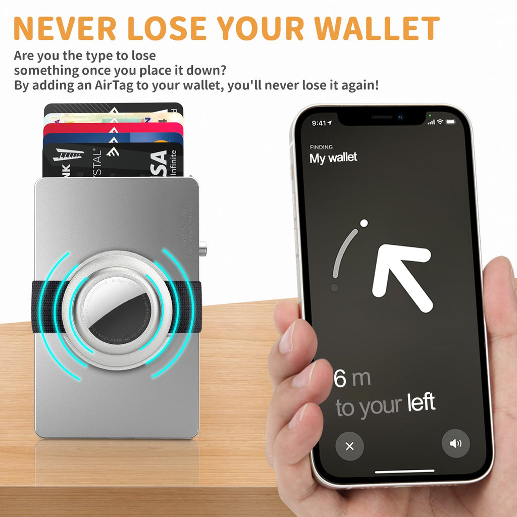 TOYFID All-Aluminum Pop Up Slide Rfid Slim Card Holder Wallet With Airtag Holder-8
