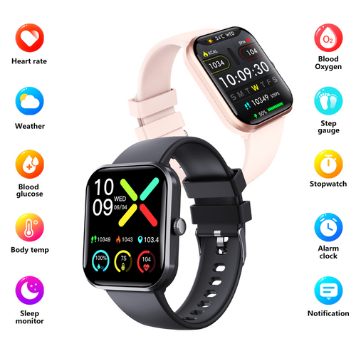 Blood Sugar Glucose Monitor Smart Watch for Diabetics SOS Emergency Alarm Call-1